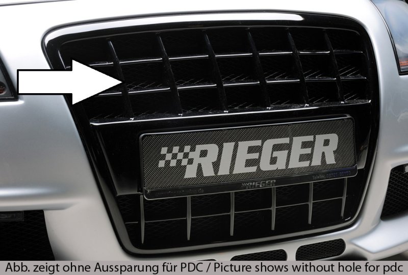 Rieger Grill mit integrierter Kennzeichenauflage schwarz glänzend Audi A4 (8H) 04.02-12.05 (bis Facelift) - 88007
