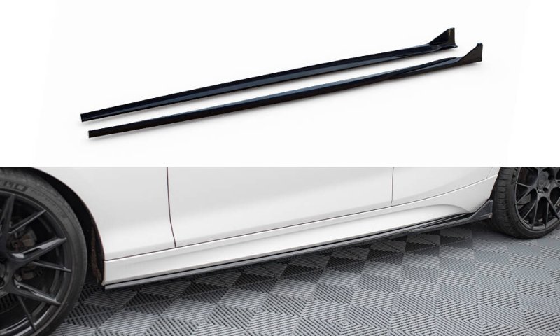 Maxton Seitenschweller Ansatz V.3 CSL Look BMW 1er M-Paket / M140i F20 Facelift schwarz Hochglanz BM-1-F20F-M-SD3-G