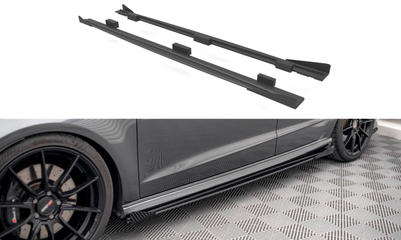 Maxton Street Pro Seitenschweller Ansatz für + Flaps Audi S3 / A3 S-Line Sportback 8V Facelift schwarz Hochglanz AUS33FSBCNC-SD1B+SF1-G