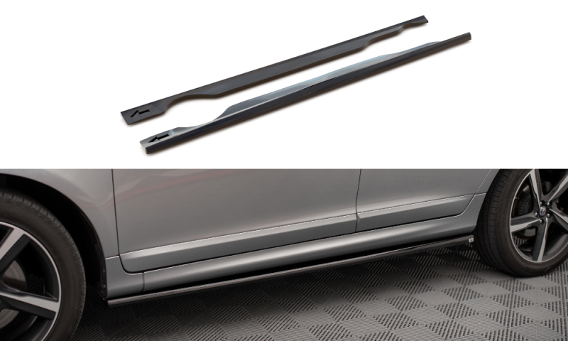 Maxton Seitenschweller Ansatz für Volvo XC60 R-Design Mk1 Facelift schwarz Hochglanz VO-XC60-1F-RDESIGN-SD1-G
