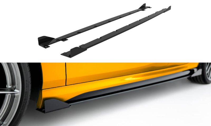 Maxton Street Pro Seitenschweller Ansatz + Flaps BMW M135i F70 schwarz Hochglanz BM170MPACKCNC-SD1B+SF1-G