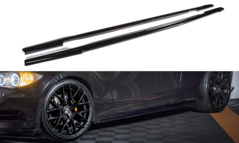 Maxton Seitenschweller Ansatz für BMW 1er E81/ E87 FACELIFT schwarz Hochglanz BM-1-81F-SD1-G