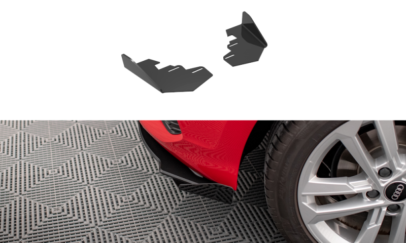 Maxton Hintere Seiten Flaps für Audi A3 Sportback 8Y schwarz Hochglanz AUA38YCNC-RSF1-G