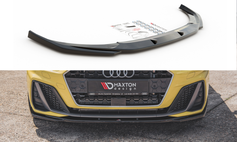 Maxton Front Ansatz V.2 für Audi A1 S-Line GB schwarz Hochglanz AU-A1-GB-SLINE-FD2-G