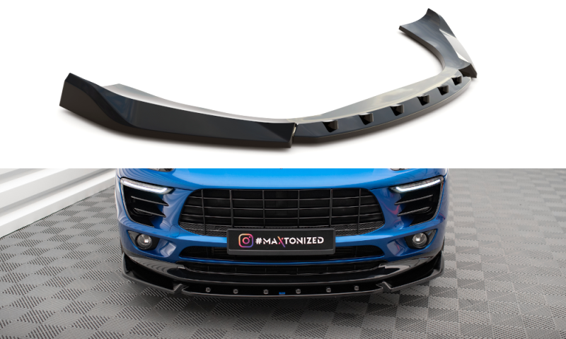 Maxton Front Ansatz V.2 für Porsche Macan Mk1 schwarz Hochglanz PO-MA-1-FD2-G