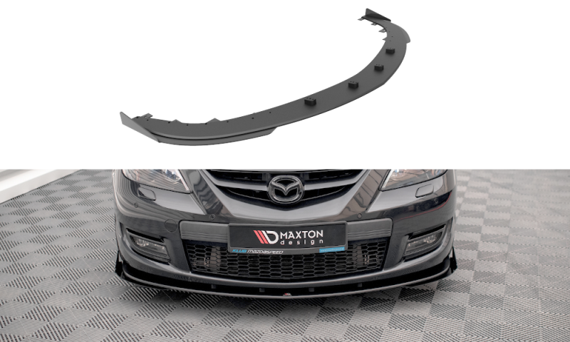 Maxton Street Pro Front Ansatz für +Flaps für V.1 + Flaps Mazda 3 MPS Mk1 schwarz Hochglanz MA3MPS1CNC-FD1B+FSF1-G