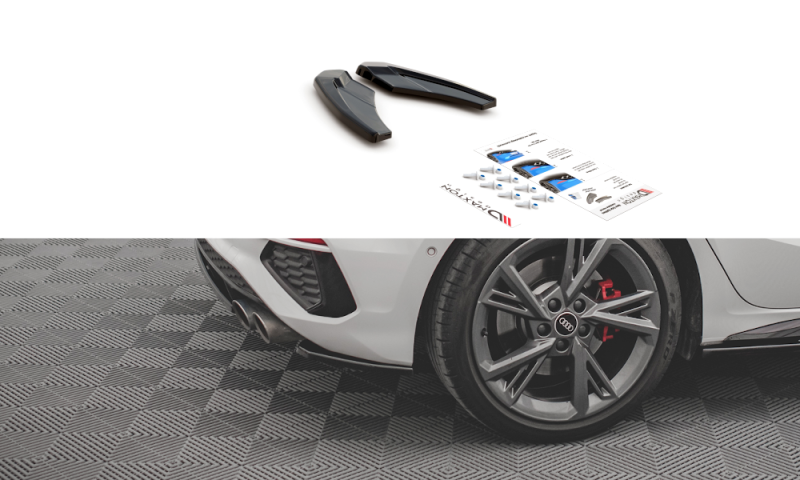 Maxton Heck Ansatz Flaps Diffusor V.1 für Audi S3 Sportback 8Y schwarz Hochglanz AU-A3-8Y-SLINE-RSD1-G