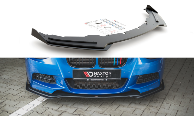 Maxton Racing Front Ansatz für passend +Flaps für BMW M135i F20 schwarz Hochglanz BM1F20MCNC-FD1B+FSF1-G