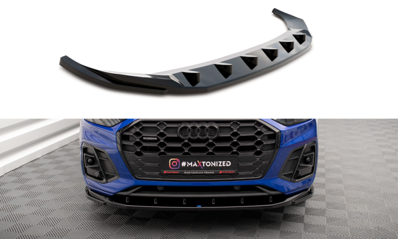 Maxton Front Ansatz V.2 für Audi SQ5 / Q5 S-Line SUV / Sportback Mk2 Facelift schwarz Hochglanz AU-SQ5-2F-SB-FD2-G
