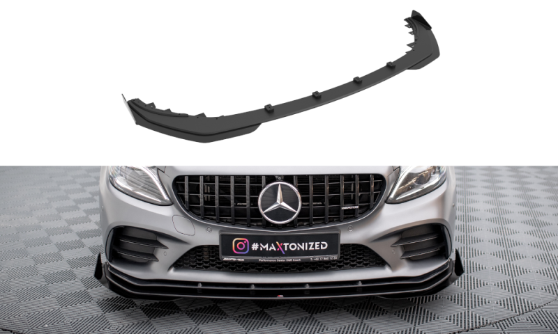Maxton Street Pro Front Ansatz + Flaps Mercedes-AMG C43 Coupe / Cabrio C205 Facelift / A205 Facelift schwarz Hochglanz MEC205F43CCNC-FD1BRB+FSF1-G