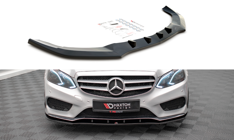 Maxton Front Ansatz V.1 für Mercedes-Benz E AMG-Line Limousine W212 Facelift schwarz Hochglanz ME-E-212F-AMGLINE-FD1-G
