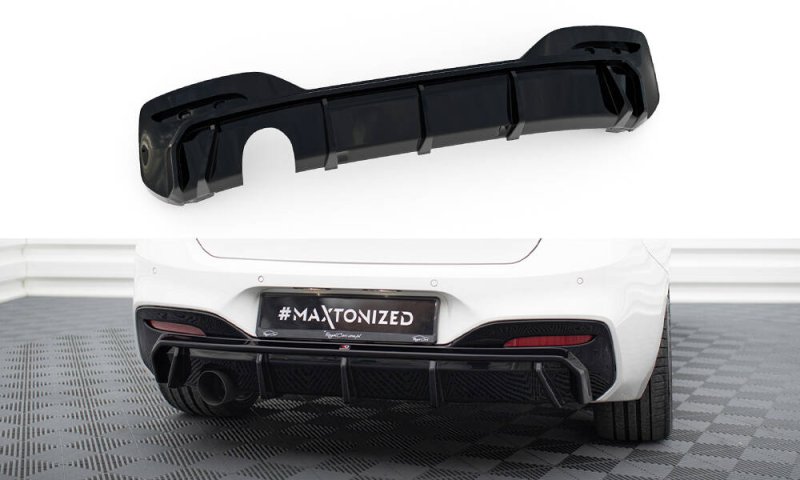Maxton Diffusor Heck Ansatz V.3 BMW 1er M-Paket F20 Facelift (Version mit einseitigem Einzelauspuff) BM-1-F20F-M-RS3GO_