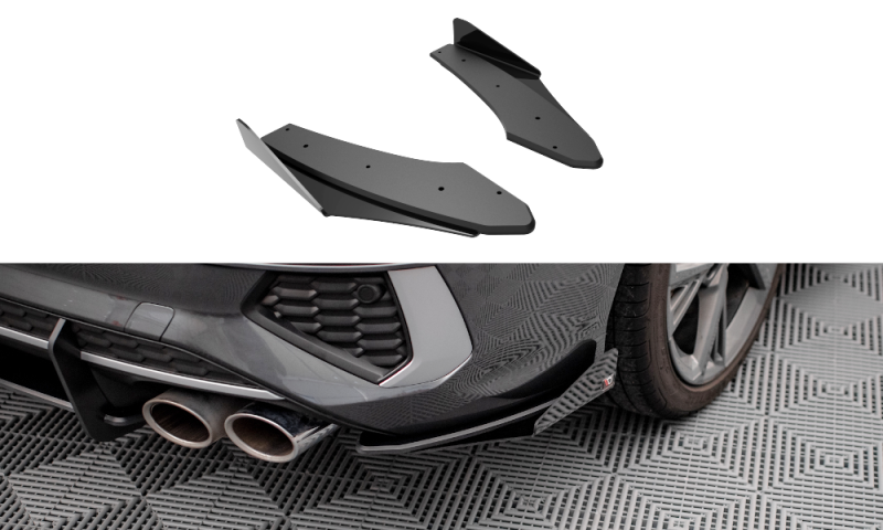 Maxton Street Pro Heck Ansatz Flaps Diffusor +Flaps für Audi S3 Limousine 8Y schwarz Hochglanz AUS38YSCNC-RSD1B+RSF1-G