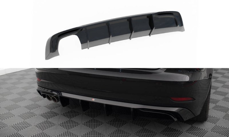 Maxton Diffusor Heck Ansatz Audi A3 Sportback 8V Facelift (Version mit doppelter Auspuffspitze) AU-A3-3F-SB-RS1GOO_