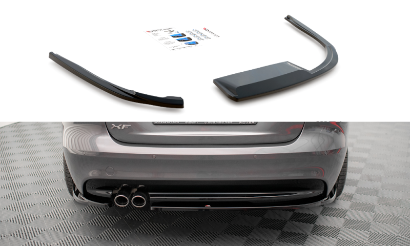 Maxton Heck Ansatz Flaps Diffusor für Jaguar XF R-Sport Mk2 schwarz Hochglanz JA-XF-2-RSPORT-RSD1-G