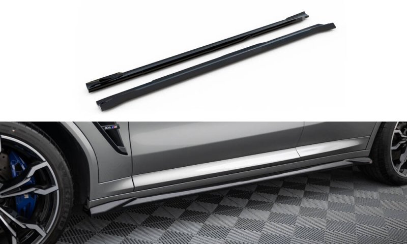 Maxton Seitenschweller Ansatz BMW X4M F98 Facelift schwarz Hochglanz BM-X4M-F98-SD1-G