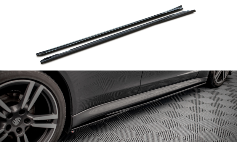 Maxton Seitenschweller Ansatz für V.1 für Porsche Panamera / Panamera Diesel / Panamera Turbo 970 schwarz Hochglanz PO-PA-970-SD1-G