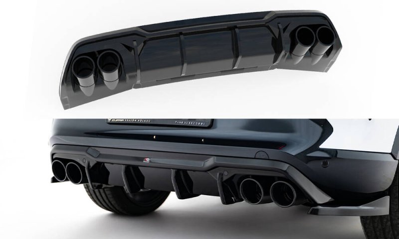 Maxton Diffusor Heck Ansatz + Endschalldampfer Sportauspuff Attrappe Cupra Formentor Mk1 Facelift CU-FO-1-RS3G+RS3RG+BLACK