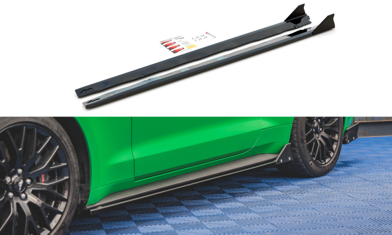 Maxton Seitenschweller Ansatz + Flaps  Ford Mustang GT Mk6 Facelift FO-MU-6F-GT-SD1G+S