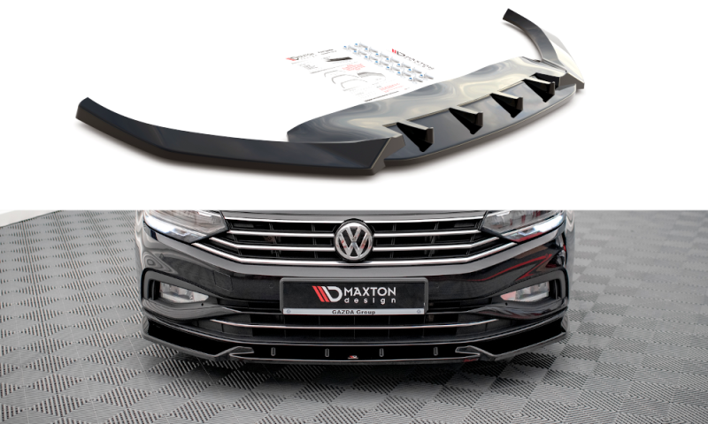 Maxton Front Ansatz V.2 für Volkswagen Passat B8 Facelift schwarz Hochglanz VW-PA-B8F-FD2-G