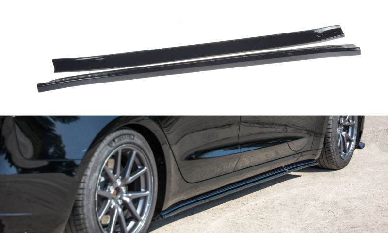 Maxton Seitenschweller Ansatz für Tesla Model 3 schwarz Hochglanz TE-MODEL3-1-SD1-G