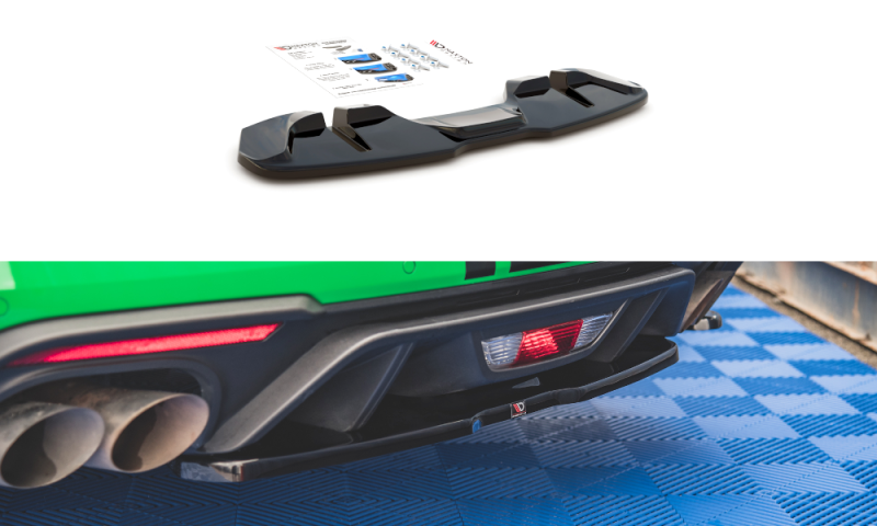 Maxton Mittlerer Diffusor Heck Ansatz für Ford Mustang GT Mk6 Facelift schwarz Hochglanz FO-MU-6F-GT-RD1-G