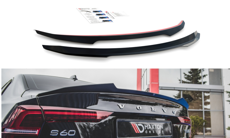 Maxton Spoiler CAP für Volvo S60 R-Design Mk3 schwarz Hochglanz VO-S60-3-RDESIGN-CAP1-G