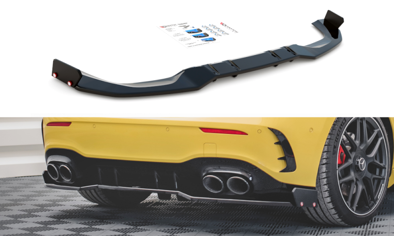 Maxton Mittlerer Diffusor Heck Ansatz + Flaps für Mercedes-AMG A45 S ME-A-177-45-RD1G+RD2G+RS