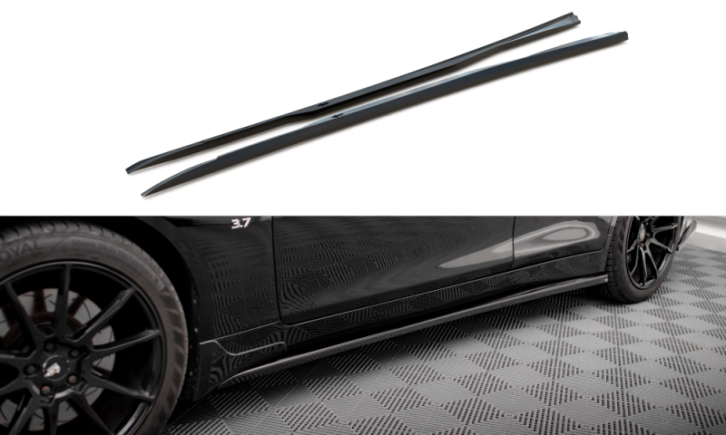 Maxton Seitenschweller Ansatz für Infiniti Q50 S Mk1 schwarz Hochglanz IN-Q50S-1-SD1-G
