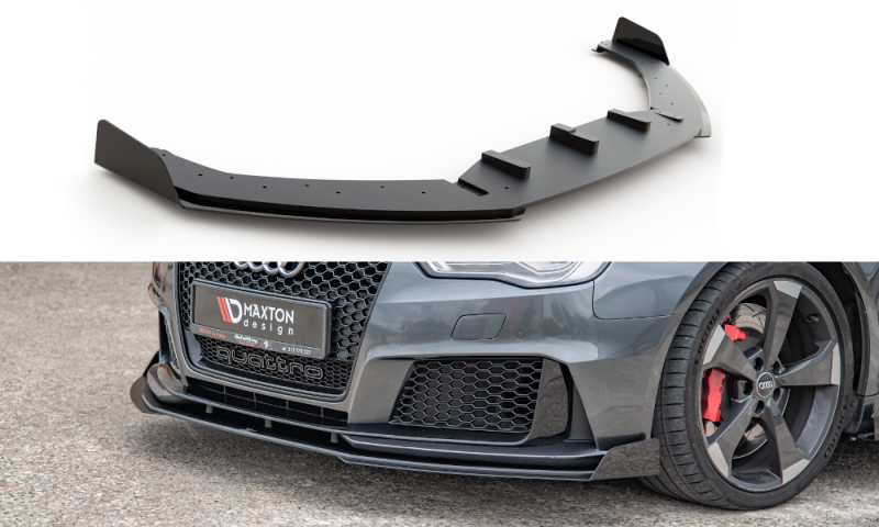 Maxton Racing Front Ansatz für passend +Flaps für Audi RS3 8V Sportback schwarz Hochglanz AURS38VCNC-FD3B+FSF1-G