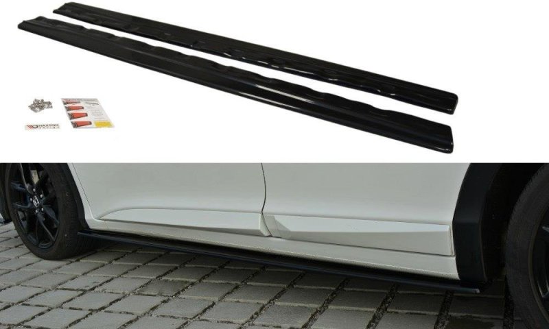Maxton Seitenschweller Ansatz für Honda Civic Mk9 Facelift schwarz Hochglanz HO-CI-9F-SD1-G