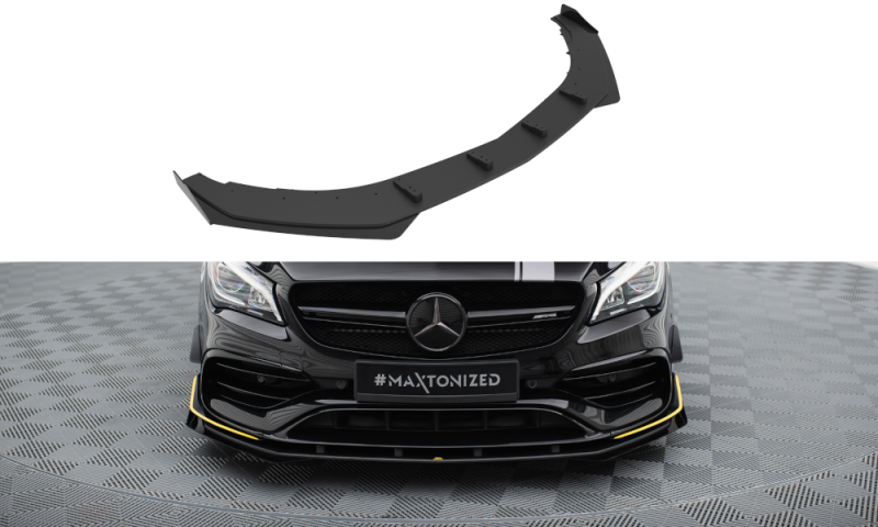 Maxton Street Pro Front Ansatz + Flaps Mercedes-AMG CLA 45 Aero C117 Facelift schwarz Hochglanz MECLA117AMGAEROCNC-FD1BRB+FSF1-G