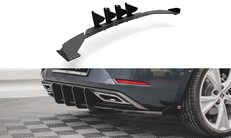 Maxton Racing Diffusor Heck Ansatz +Flaps für Seat Leon FR Hatchback Mk4 schwarz Hochglanz SELE4FRCNC-RS1B+BRBI+RSF1-G