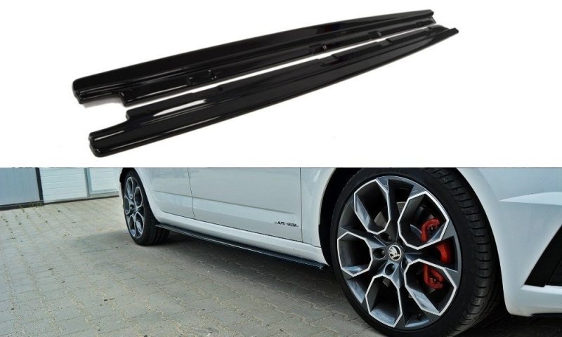 Maxton Seitenschweller Ansatz für Skoda Octavia RS Mk3 / Mk3 FL Hatchback / Kombi schwarz Hochglanz SK-OC-3/3F-RS-SD1-G
