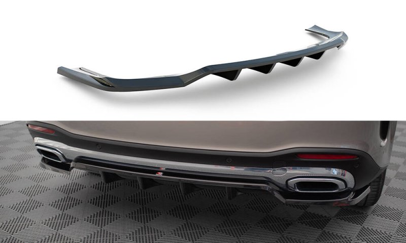 Maxton Mittlerer Cup Diffusor Heck Ansatz Mercedes-Benz GLE SUV AMG-Line W167 / W167 Facelift schwarz Hochglanz ME-GLE-X167-AMGLINE-RD1G+RD2-G