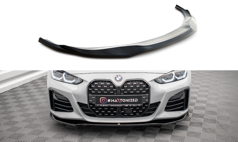 Maxton Front Ansatz V.1 für BMW 4er / i4 Gran Coupe M-Paket G26 schwarz Hochglanz BM-4-G26-MPACK-GC-FD1-G