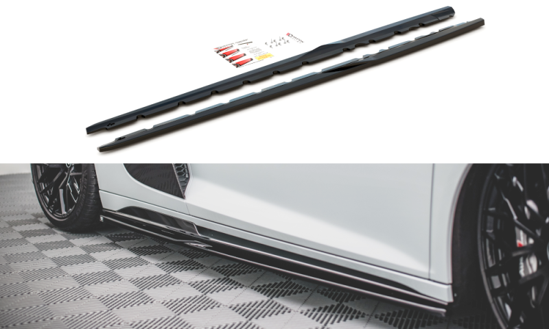 Maxton Seitenschweller Ansatz für Audi R8 Mk2 Facelift schwarz Hochglanz AU-R8-2F-SD1-G