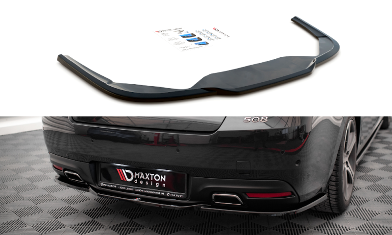Maxton Mittlerer Diffusor Heck Ansatz für Peugeot 508 GT Mk1 Facelift schwarz Hochglanz PE-508-1F-GT-RD1-G