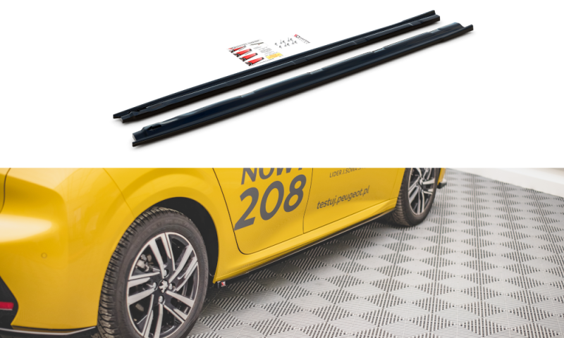 Maxton Seitenschweller Ansatz für Peugeot 208 Mk2 schwarz Hochglanz PE-208-2-SD1-G