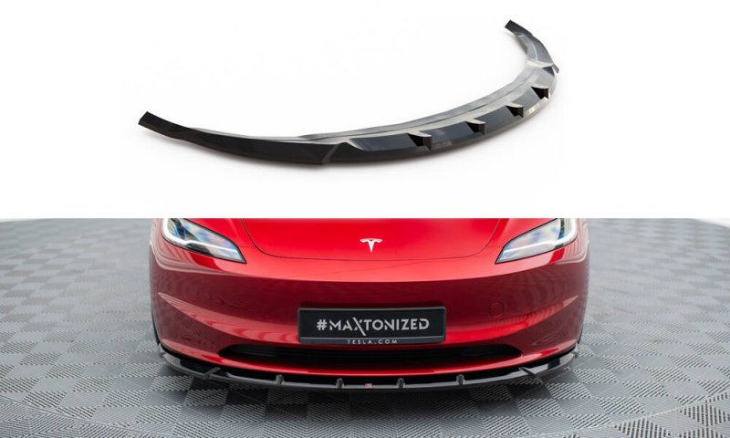 Maxton Front Ansatz V.2 Tesla Model 3 Project HighlandFacelift schwarz Hochglanz TE-MODEL3-1F-FD2-G