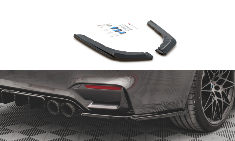Maxton Heck Ansatz Flaps Diffusor V.2 für BMW M4 F82 schwarz Hochglanz BM-4-82-M-RSD2-G