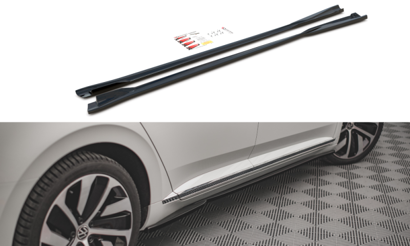 Maxton Seitenschweller Ansatz für Volkswagen Arteon R-Line Facelift schwarz Hochglanz VW-AR-1F-RLINE-SD1-G