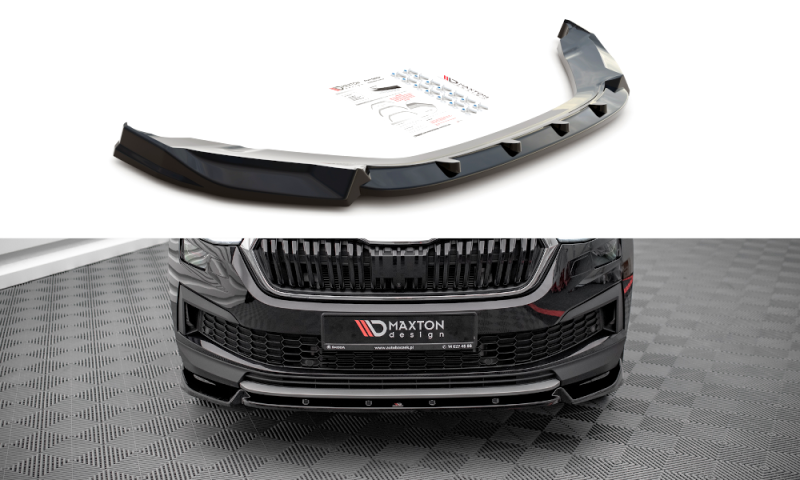 Maxton Front Ansatz V.1 für Skoda Kodiaq Mk1 Facelift schwarz Hochglanz SK-KO-1F-FD1-G
