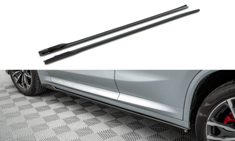 Maxton Seitenschweller Ansatz für BMW X4 M-Paket G02 Facelift schwarz Hochglanz BM-X4-02F-MPACK-SD1-G