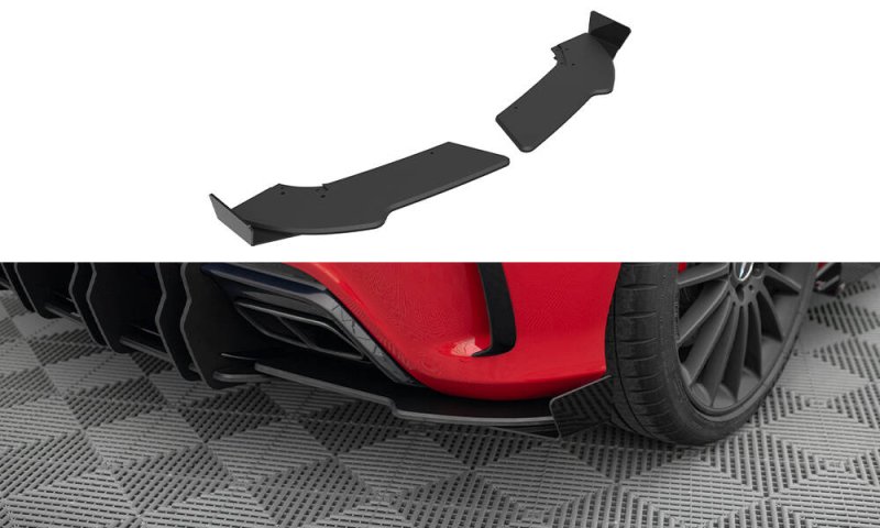 Maxton Street Pro Heck Ansatz Flaps Diffusor + Flaps Mercedes-Benz A 45 AMG W176 Facelift schwarz Hochglanz MEA176FAEROCNC-RSD1B+RSF1-G