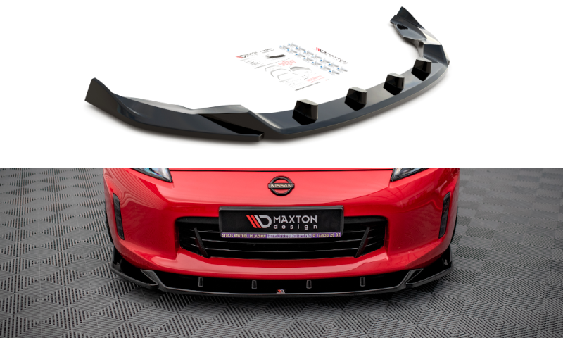 Maxton Front Ansatz V.2 für Nissan 370Z Facelift schwarz Hochglanz NI-370F-FD2-G