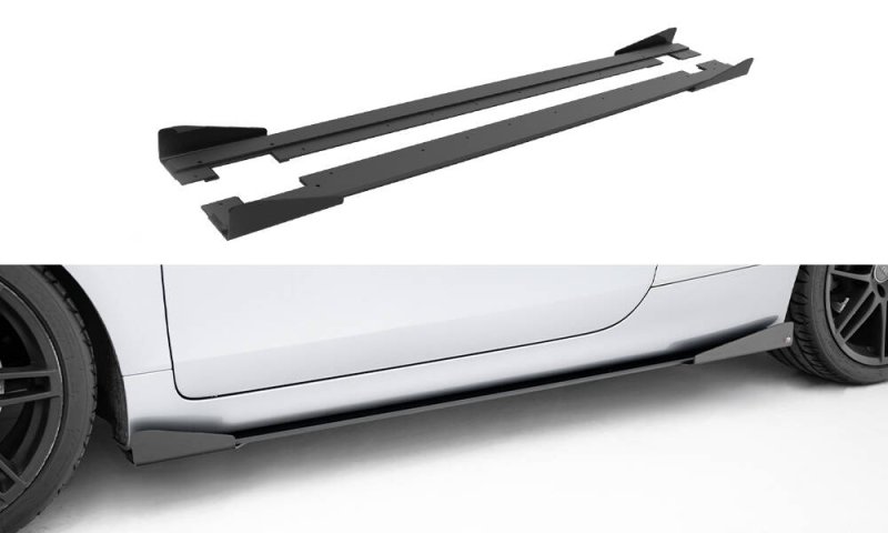 Maxton Street Pro Seitenschweller Ansatz + Flaps Audi TT S / TT S-Line 8J Facelift schwarz Hochglanz AUTT2SLINECNC-SD1B+SF1-G