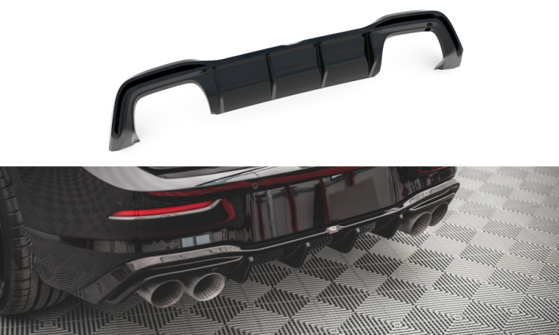 Maxton Diffusor Heck Ansatz V.2 für Volkswagen Golf R Mk8 schwarz Hochglanz VW-GO-8-R-RS2-G