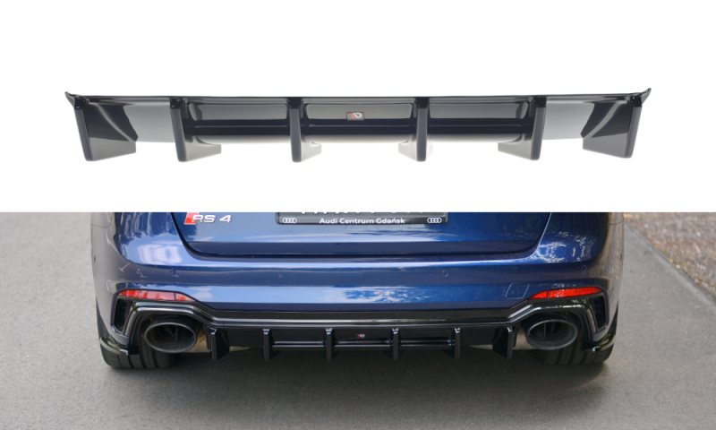 Maxton Diffusor Heck Ansatz für Audi RS4 B9 Avant schwarz Hochglanz AU-RS4-B9-AV-RS1-G