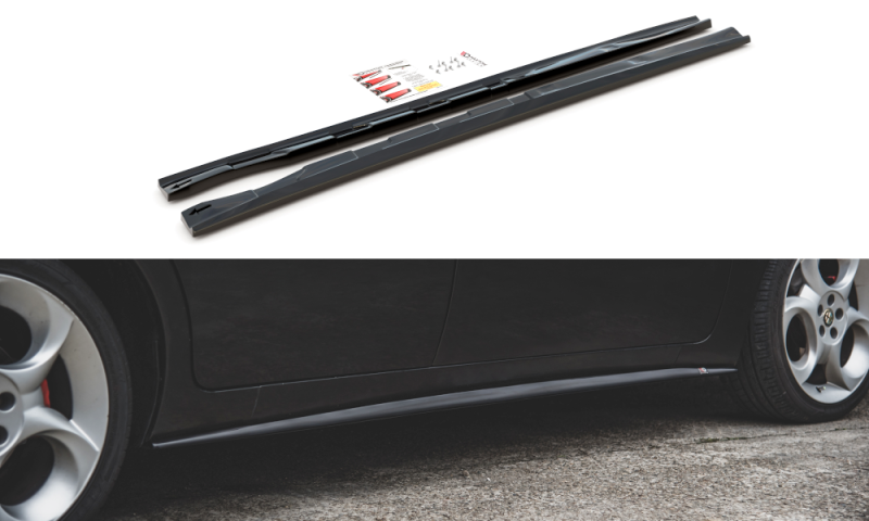 Maxton Seitenschweller Ansatz für Alfa Romeo 156 Facelift schwarz Hochglanz AL-156F-SD1-G